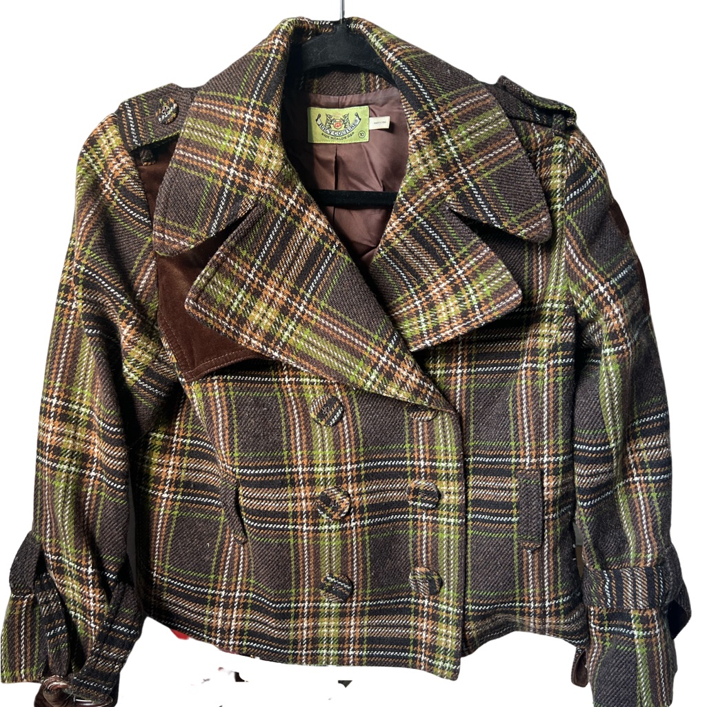 Vintage Juicy Wood Plaid Jacket With Velvet Details. A Design Classic.